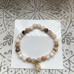 Ocean Jasper beaded bracelet with hammered heart